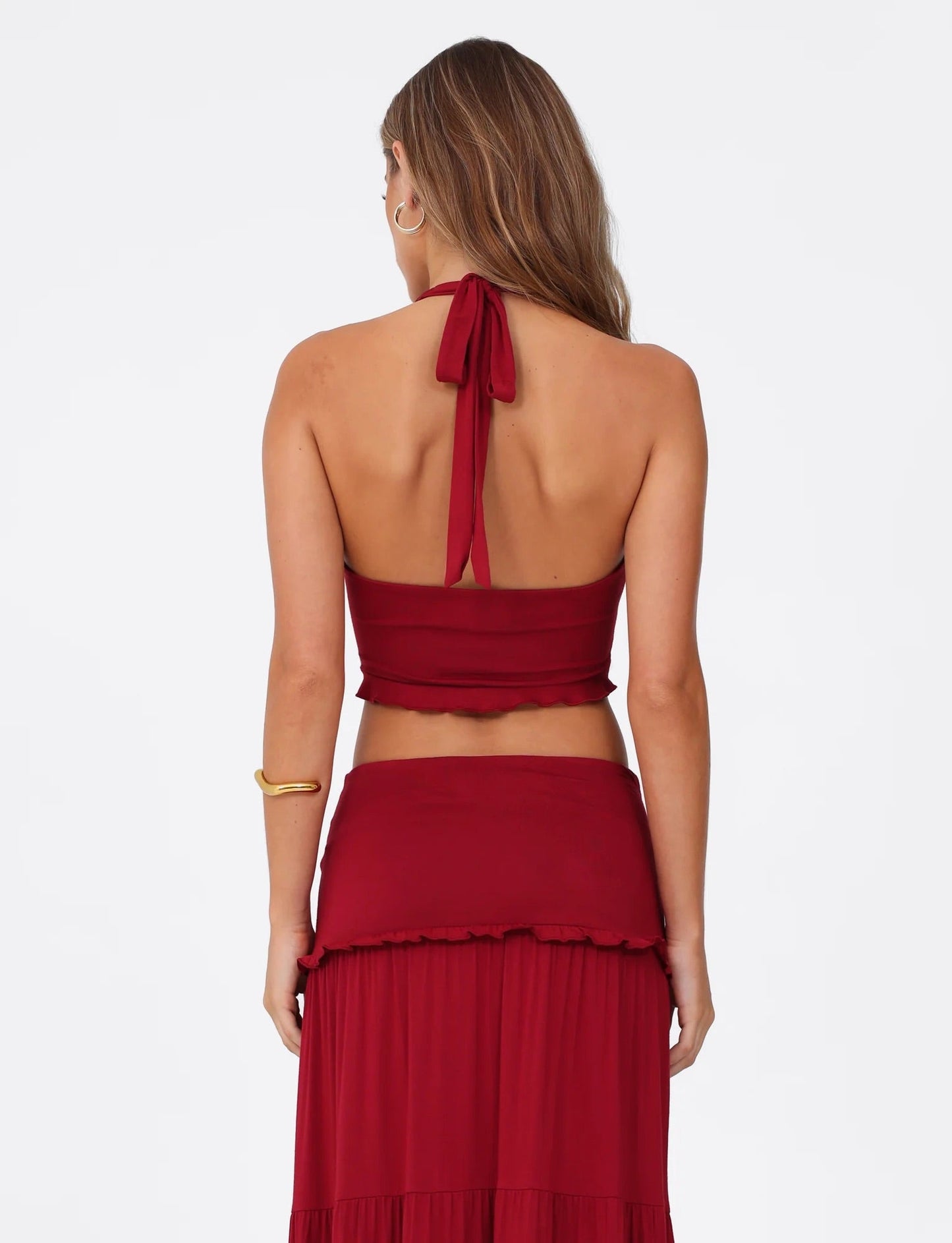 Mira Set met haltertop en lange rok in zachte jersey