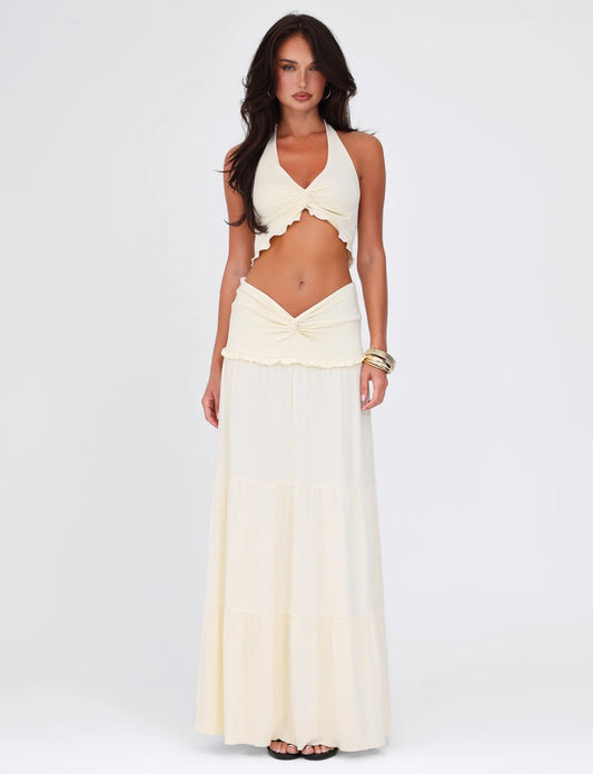 Mira Set met haltertop en lange rok in zachte jersey